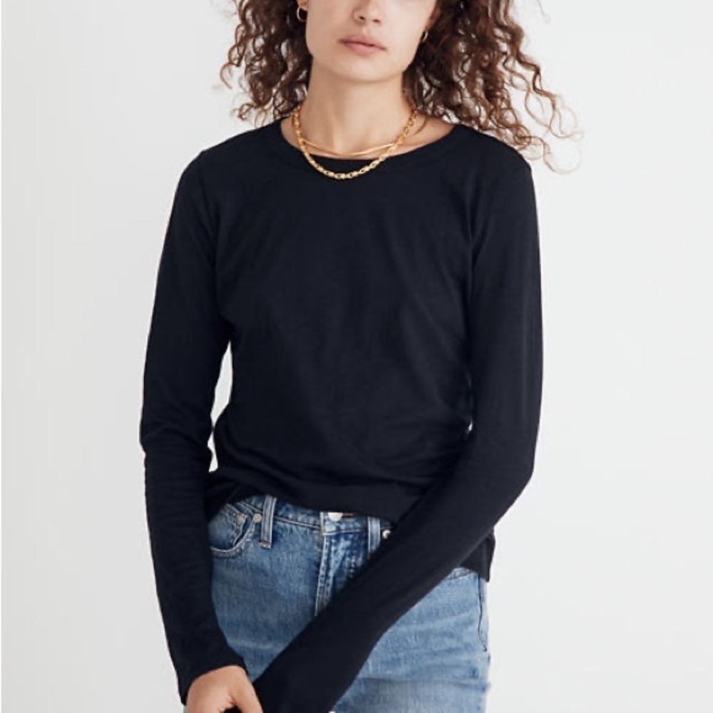 409- Madewell NWT Dark Gray Lightweight Long Sleeve Top, Size XS